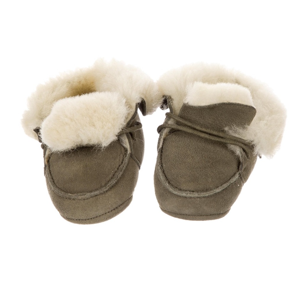 Bonton suede baby booties, size 3 (12 month equivalent). NWOT